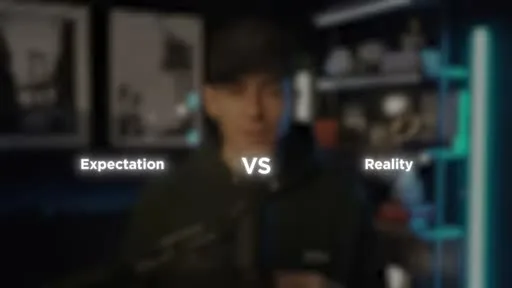 On-screen graphic reading 'Expectation VS Reality' over a YouTube creator's video, illustrating the psychology behind script hooks